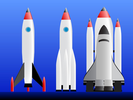 Three types of rockets ready to lounchのイラスト素材