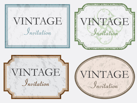 Different types and colors of invitations on a white backgroundのイラスト素材
