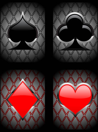Different types of cards on an ornamented backgroundのイラスト素材