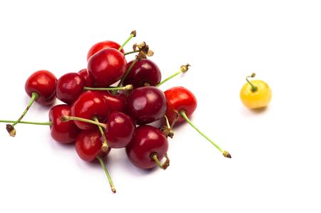 Freshly picked heap of cherriesの写真素材