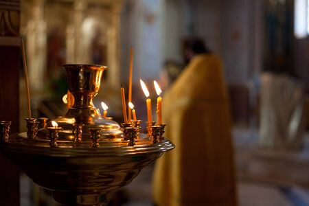 Fiery candles in a church