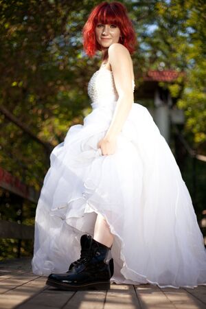 Pretty woman posing in forestの写真素材