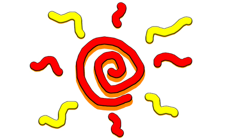 His paintings are in the form of a cartoon.の写真素材