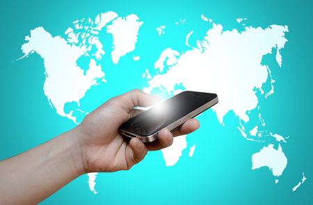 Cellphone communications equipment worldwide.の写真素材