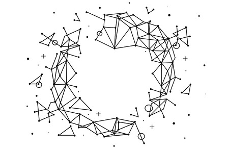 Sphere with connected lines and dots. Connection Structure. Geometric Modern Technology Concept. Social Network Graphic Concept.の写真素材