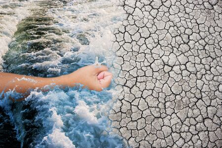 Fighting water and drought.の写真素材
