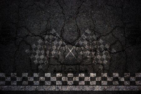 Finish line of racing crack asphaltr road background.の写真素材