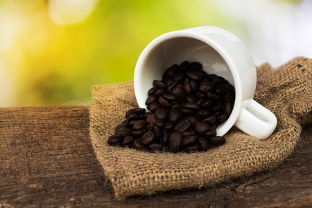 Black coffee close up wood background.の写真素材