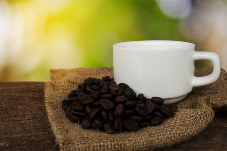 Coffee drink close up wood background.の写真素材
