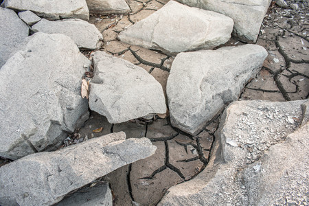 Drought crack ground close up background, crack soil area.の写真素材