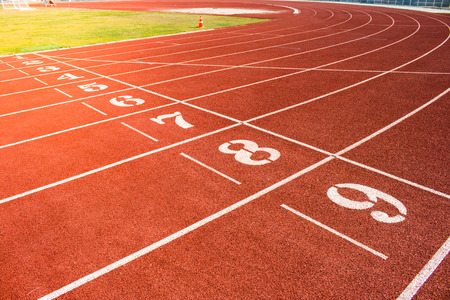 Red running track  background.の写真素材