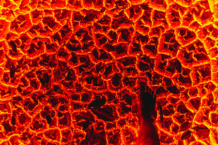 Lava soil drought area on stand foot.の写真素材