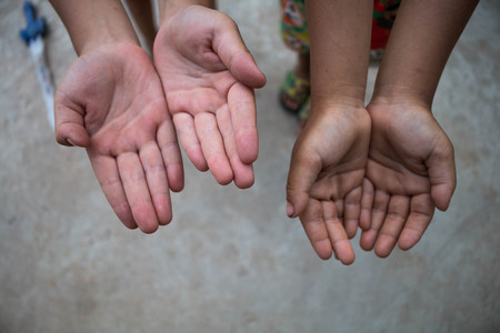 Hand children Asia.の写真素材