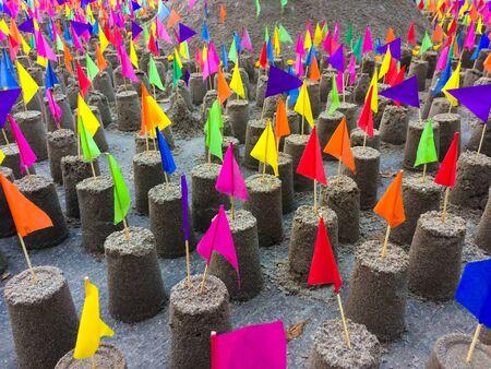 Wat tham phaen sand castle tradition.の写真素材