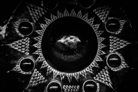Black gong close up background.の写真素材