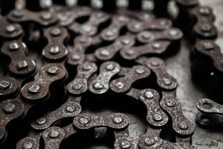 Close-up chain on the cement floor old.