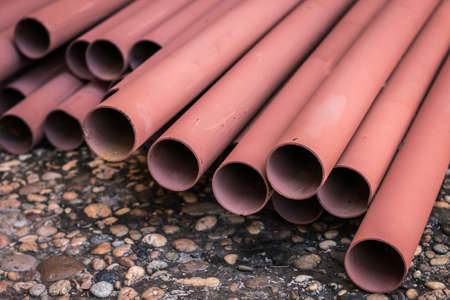 Close up metal pipe red.
