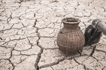 The cracked dry ground because of drought, Concept drought and crisis environment.の写真素材