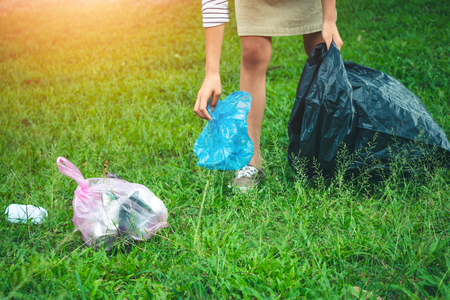 Women volunteer help garbage collection charity environment, concept cleaning.の写真素材