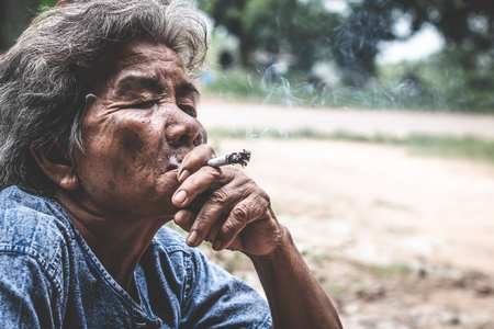 Grandmothers are smoking.の写真素材