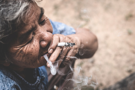 Grandmothers are smoking.の写真素材