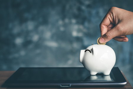 Piggy bank coins with saving money, Concept finance business investment.の写真素材