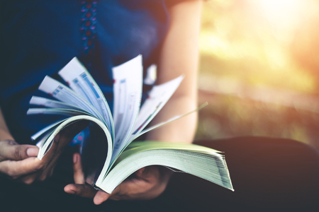 Women read books in quiet nature, concept read a books.の写真素材