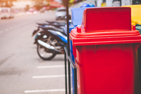 Red trash, hazardous waste.の写真素材
