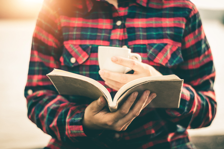 Women read books in quiet nature, concept read a books.の写真素材