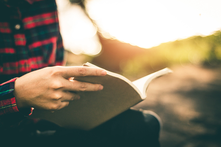 Women read books in quiet nature, concept read a books.の写真素材
