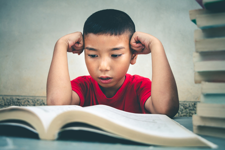 Boys are going to read books to gain more knowledge, concept read books.の写真素材