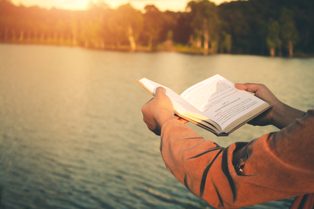 Women read books in quiet nature, concept read a books.の写真素材