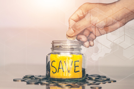 Saving money for future use, sustainability concept.の写真素材