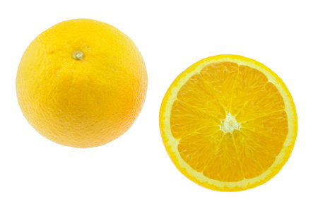 Fruit ; orange fruit and slice on white backgroundの写真素材