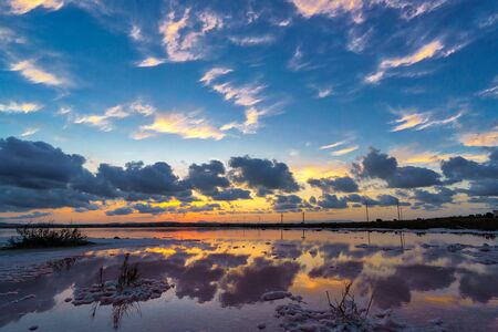 Spanish Sunset over the Mediterranean sea with clouds