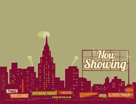 City nightlife - vintage retro illustrationのイラスト素材