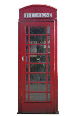 English telephone booth isolated on white, with clipping pathの写真素材