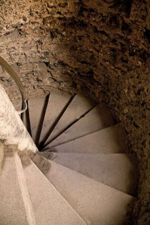 Stone stairwell in an old 18th century castle.の写真素材