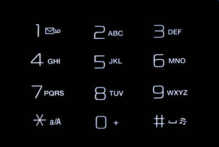 Macro shot of an illuminated mobile phone keypad.の写真素材