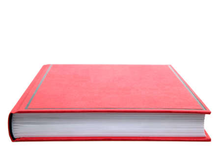Closed Red Hardback book on a white background.