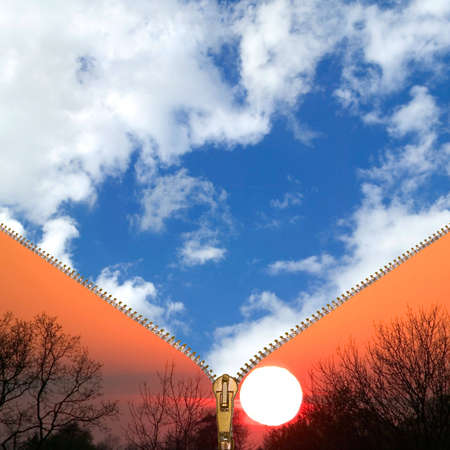 Concept image of the change between day and night.の写真素材