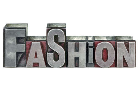 The word Fashion in old letterpress printing blocks isolated on a white background.の写真素材