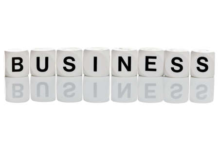 The word BUSINESS in alphabet letter blocks isolated on a white background.の写真素材