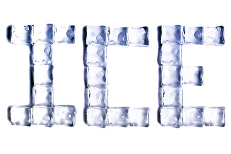 The word ICE spelt using ice cubes.の写真素材