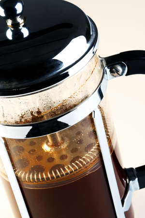 Photo of a Cafetiere with freshly brewed coffee inside, this is also known as a French pressの写真素材