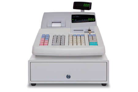 Electronic cash register isolated on a white background with clipping path.の写真素材