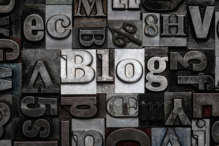 The word Blog made from old metal letterpress lettersの写真素材