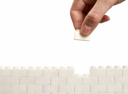 building the wallの写真素材