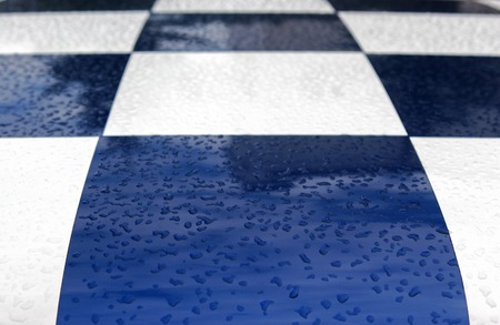 raindrops on white and blue squaresの写真素材