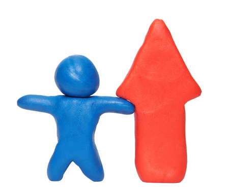 modelling clay man with arrowの写真素材